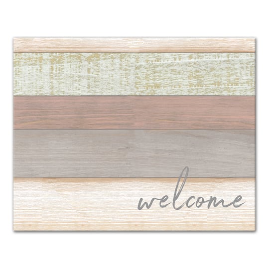 Welcome Wood Slats Canvas Wall Art